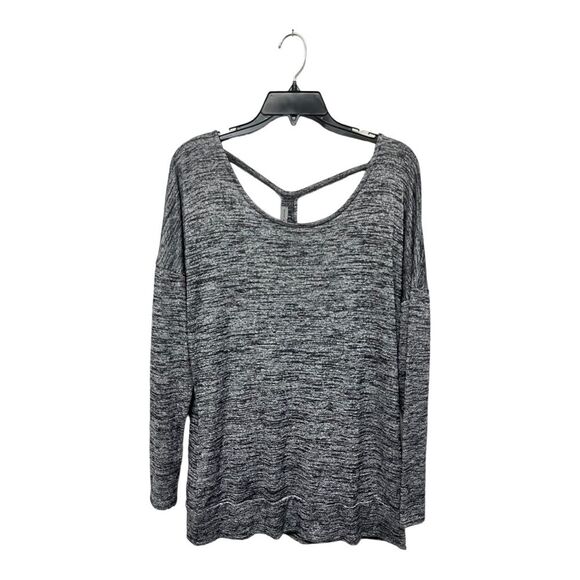 Athleta | Yoga Top Open Wrap Back Soft Knit Marled Black Gray, Women's M - Picture 1 of 7